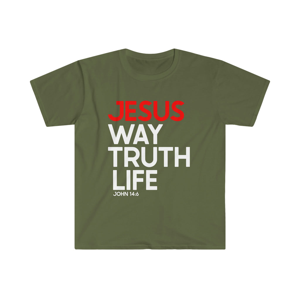 Way Truth Life - Men's T -  White / S, White / M, White / L, White / XL, White / 2XL, White / 3XL, Black / S, Military Green / S, Dark Chocolate / S, Light Blue / S -  Trini-T Ministries