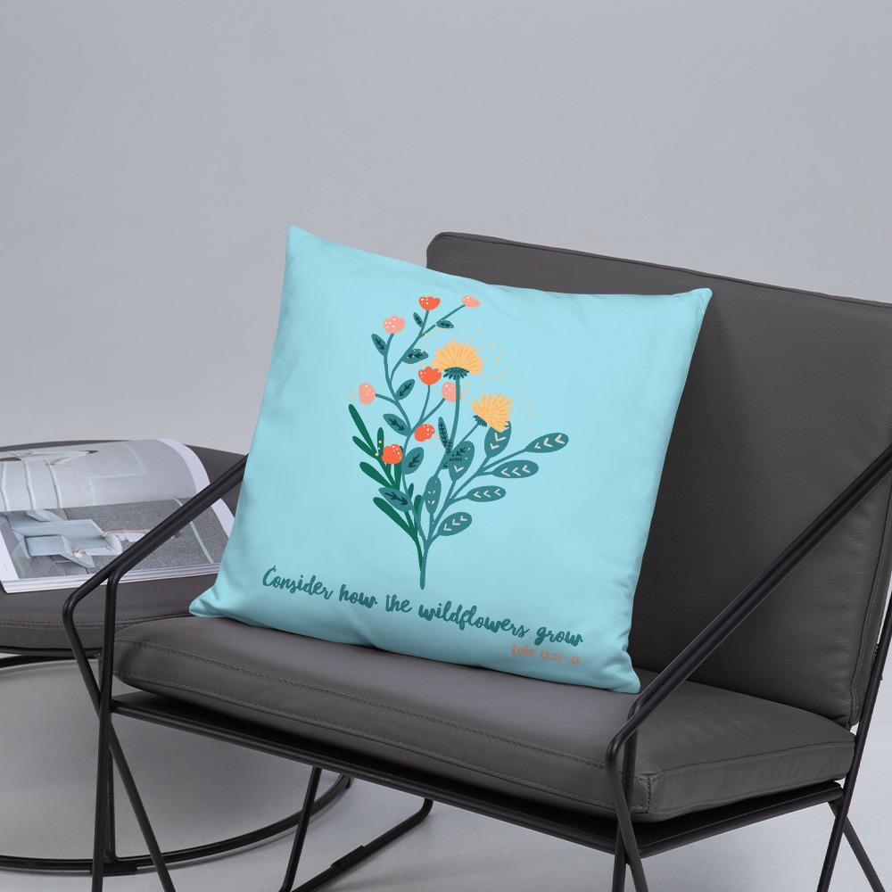 Wildflowers - Blue Cushion -  20×12, 18×18, 22×22 -  Trini-T Ministries