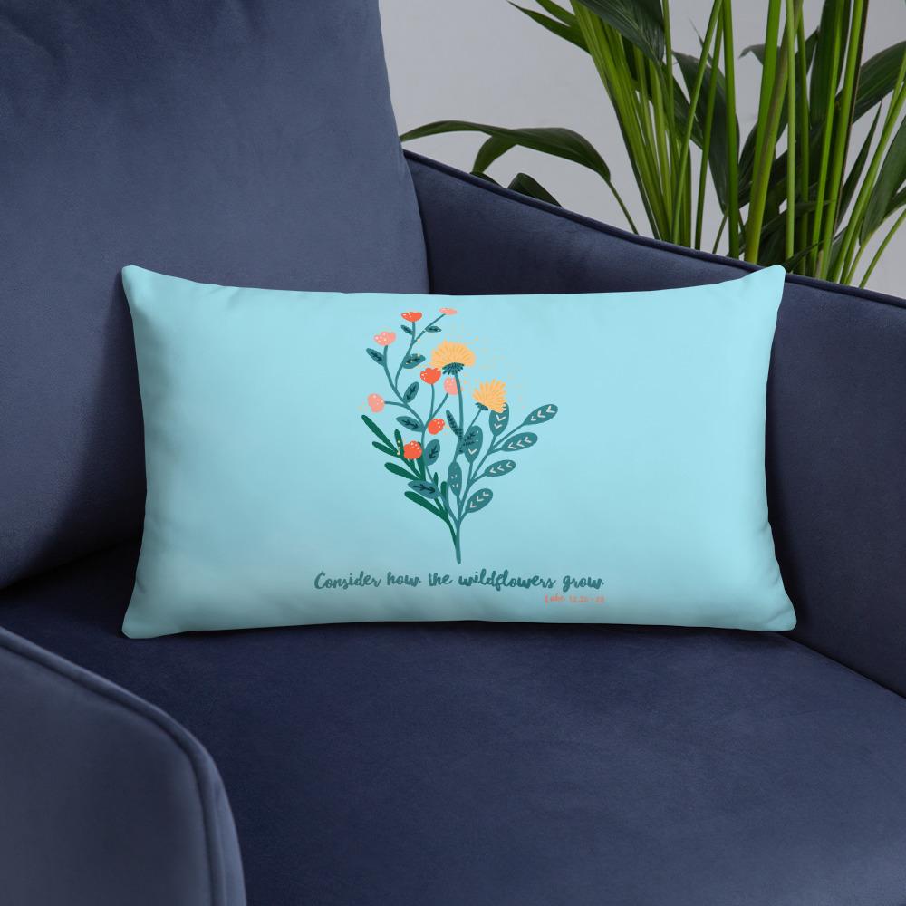 Wildflowers - Blue Cushion -  20×12, 18×18, 22×22 -  Trini-T Ministries