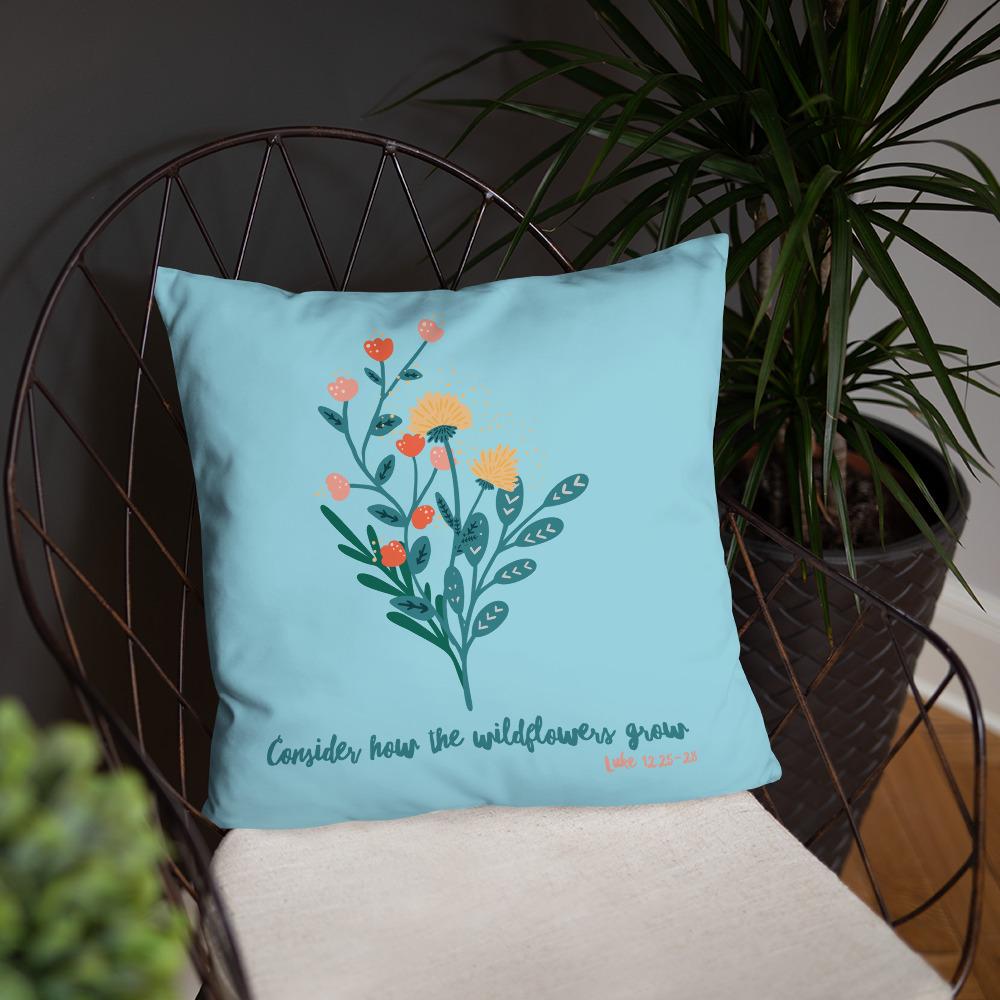 Wildflowers - Blue Cushion -  20×12, 18×18, 22×22 -  Trini-T Ministries