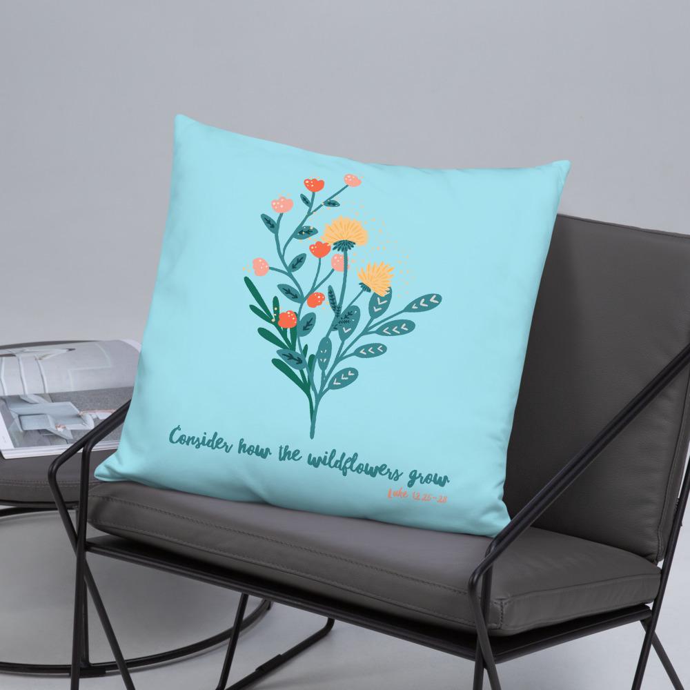 Wildflowers - Blue Cushion -  20×12, 18×18, 22×22 -  Trini-T Ministries