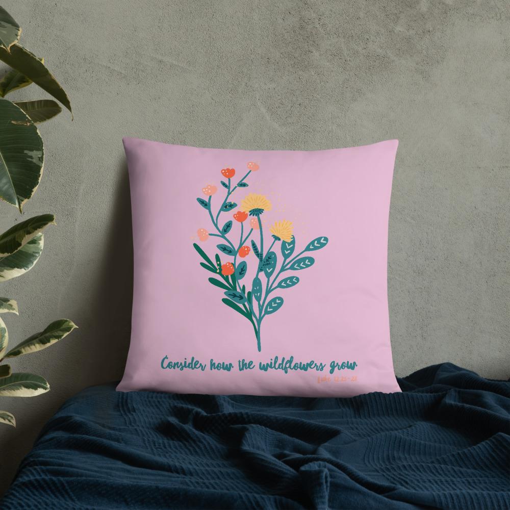 Wildflowers - Pink Cushion -  20×12, 18×18, 22×22 -  Trini-T Ministries