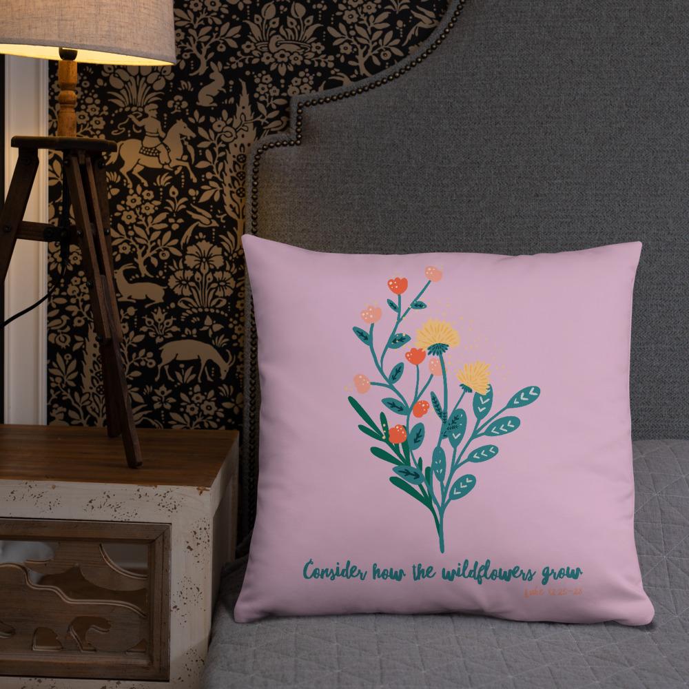 Wildflowers - Pink Cushion -  20×12, 18×18, 22×22 -  Trini-T Ministries