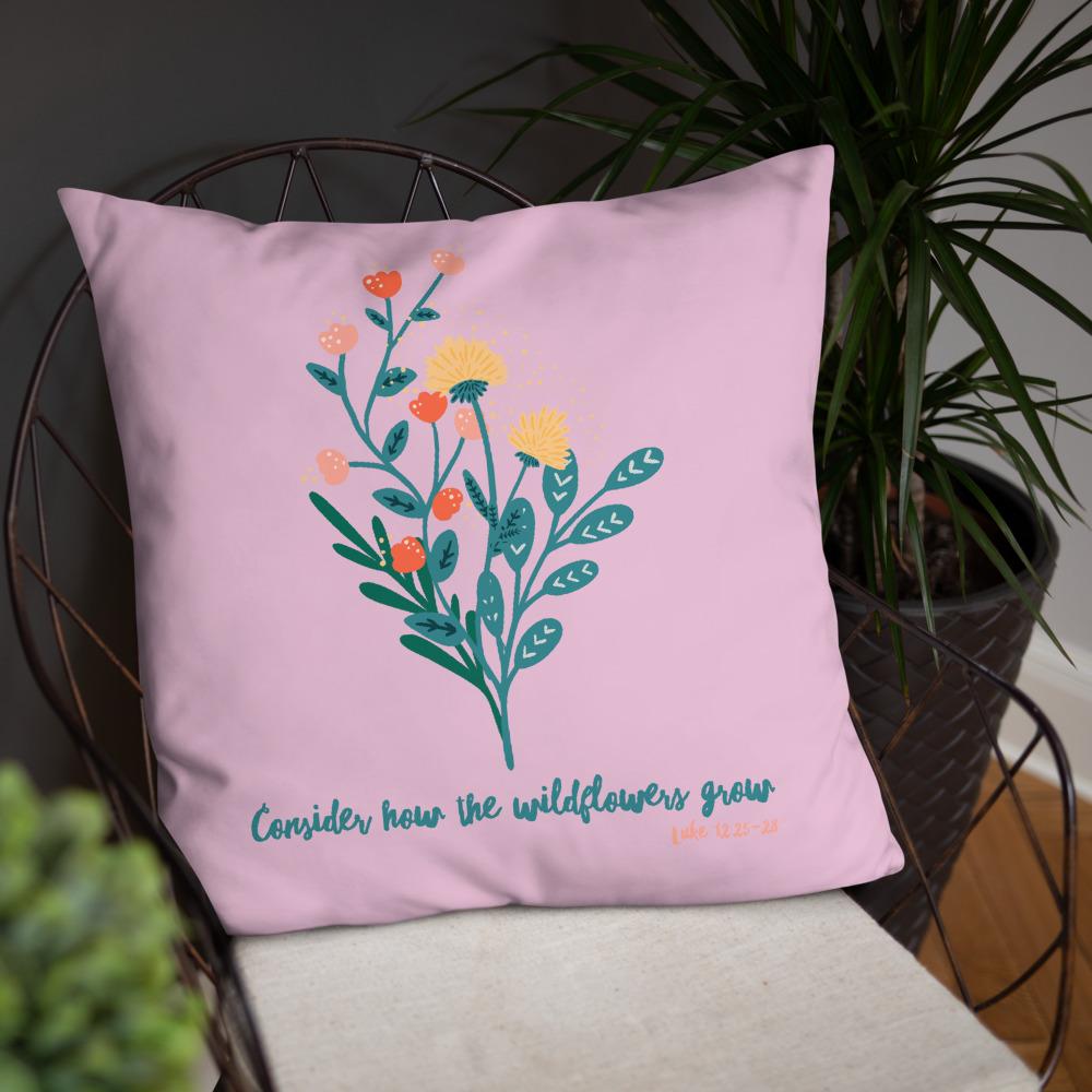 Wildflowers - Pink Cushion -  20×12, 18×18, 22×22 -  Trini-T Ministries