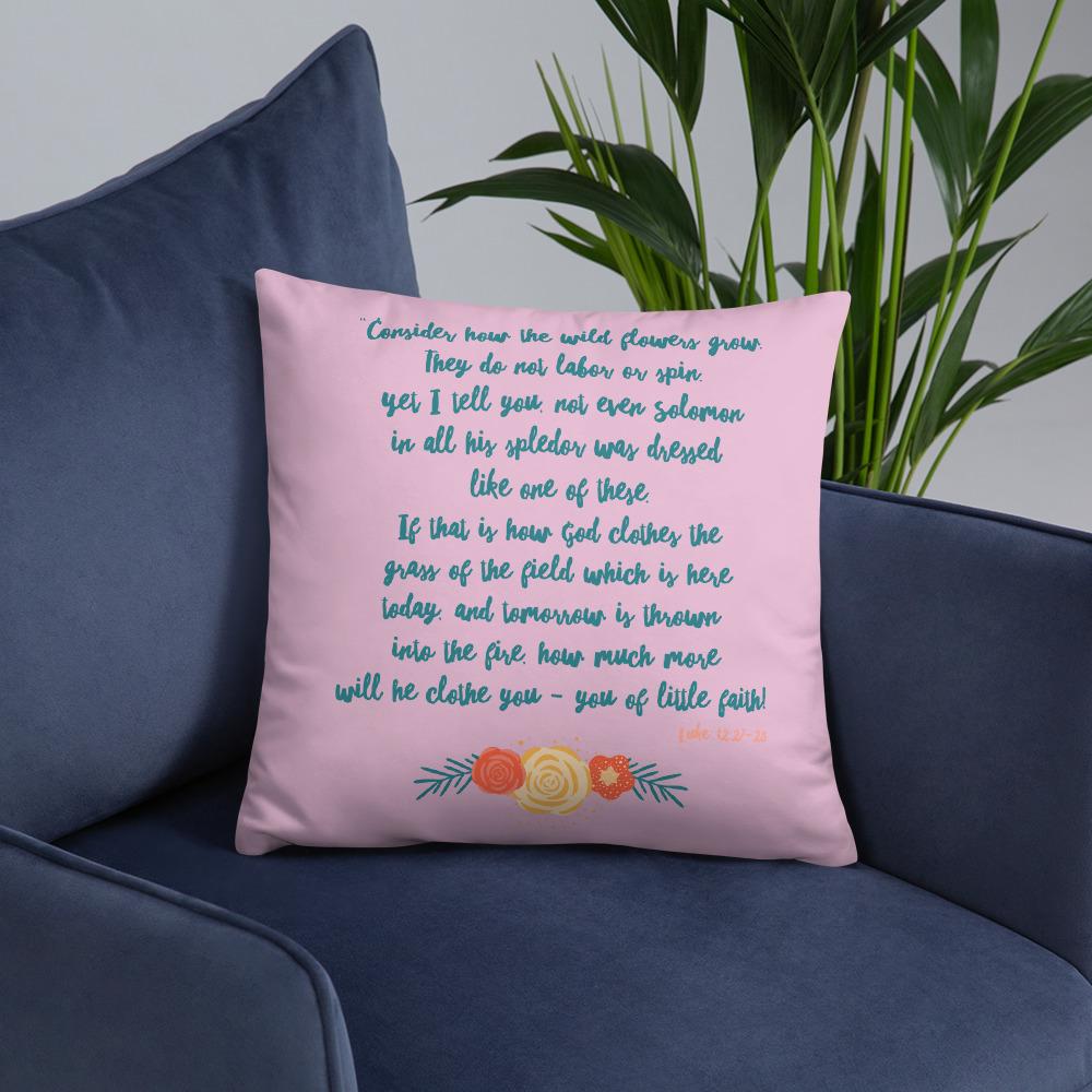 Wildflowers - Pink Cushion -  20×12, 18×18, 22×22 -  Trini-T Ministries