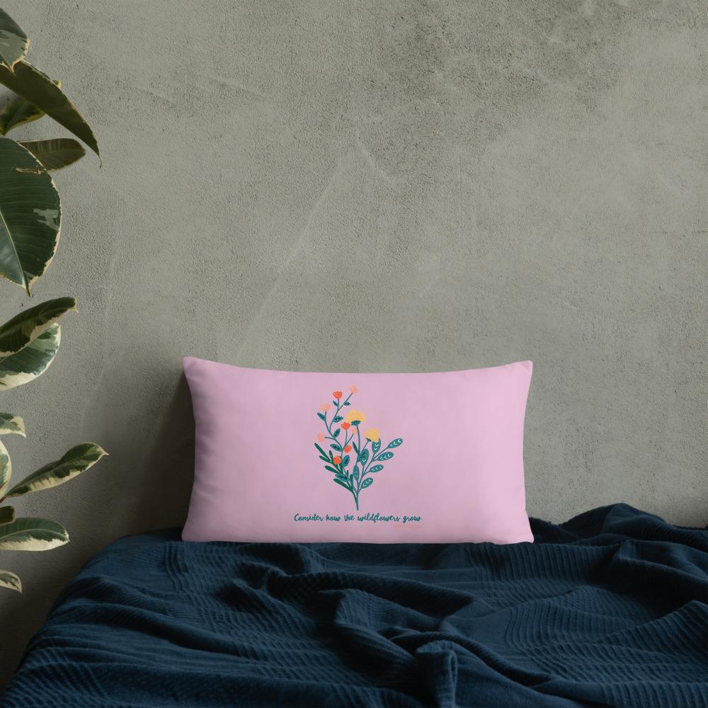 Wildflowers - Pink Cushion -  20×12, 18×18, 22×22 -  Trini-T Ministries