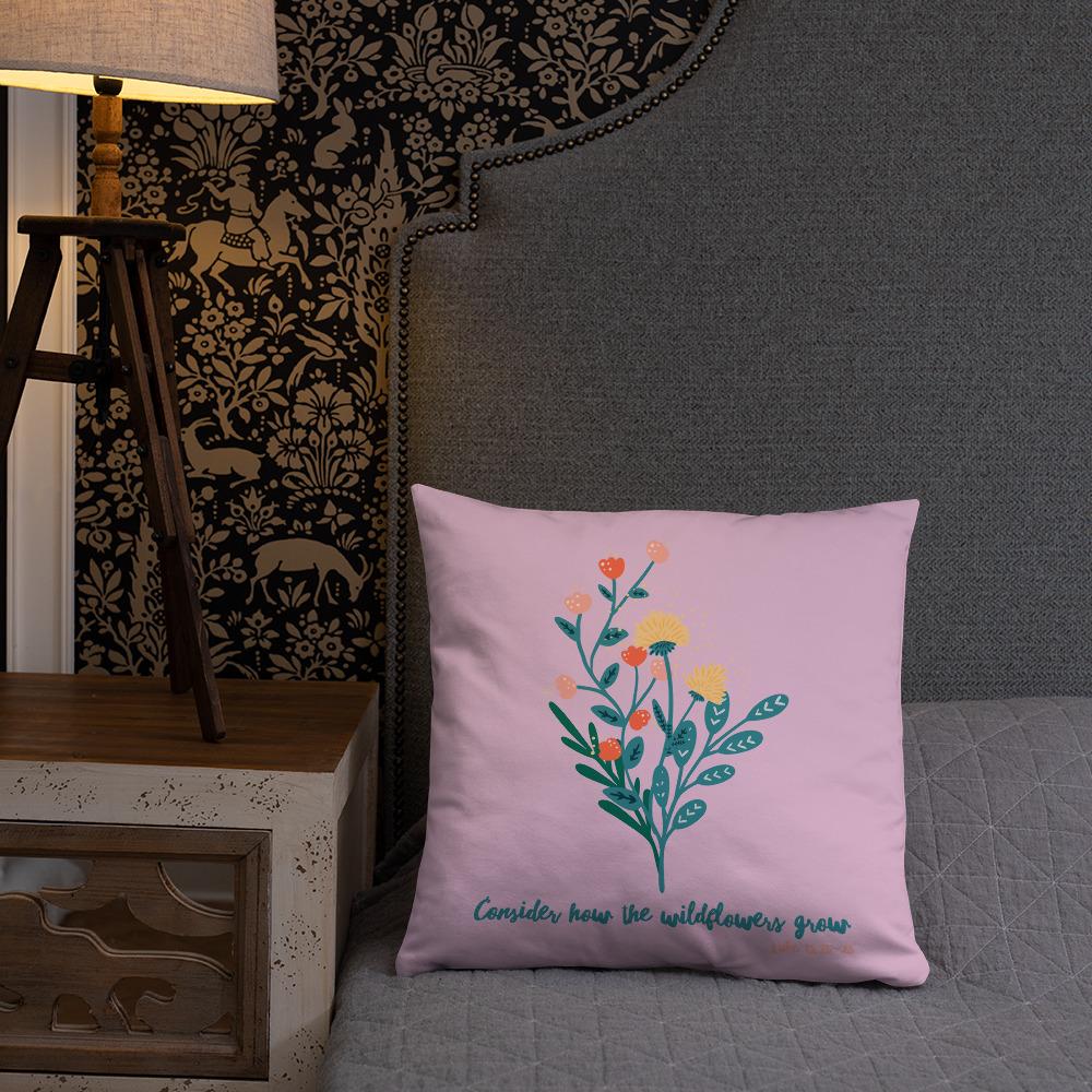 Wildflowers - Pink Cushion -  20×12, 18×18, 22×22 -  Trini-T Ministries