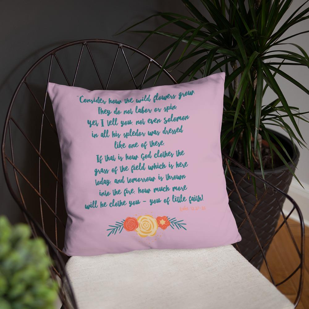 Wildflowers - Pink Cushion -  20×12, 18×18, 22×22 -  Trini-T Ministries