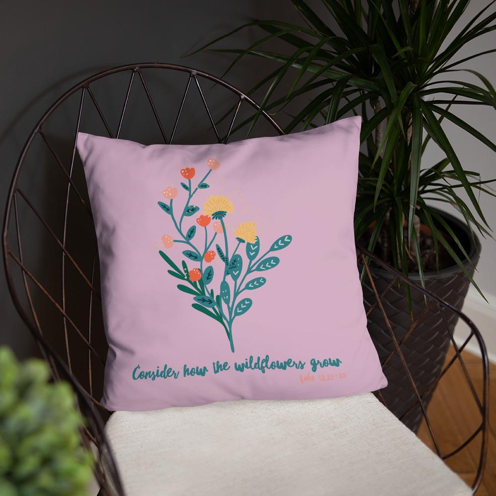 Wildflowers - Pink Cushion -  20×12, 18×18, 22×22 -  Trini-T Ministries