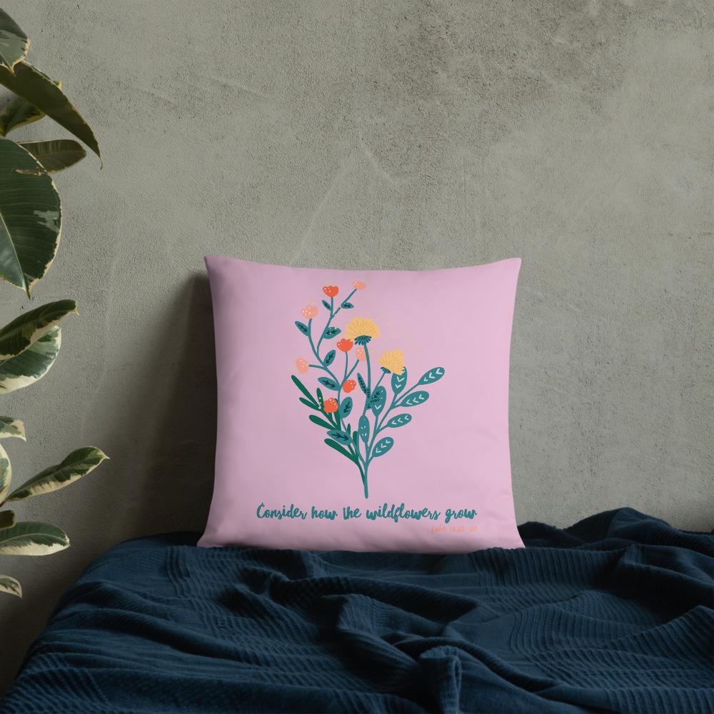 Wildflowers - Pink Cushion -  20×12, 18×18, 22×22 -  Trini-T Ministries