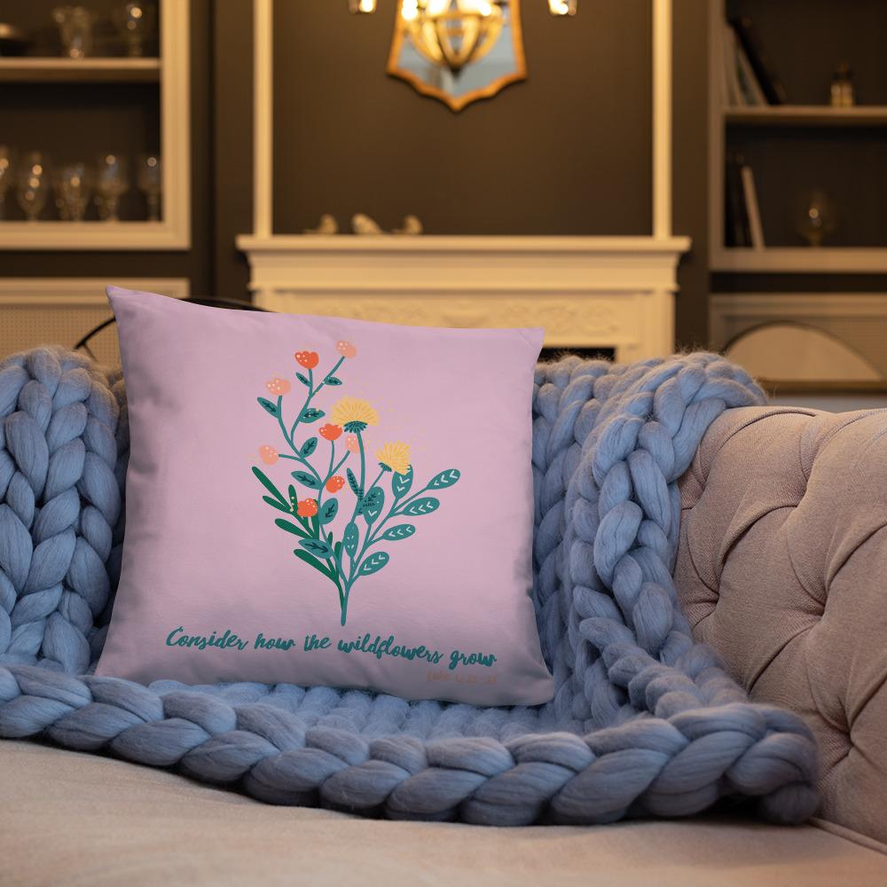 Wildflowers - Pink Cushion -  20×12, 18×18, 22×22 -  Trini-T Ministries