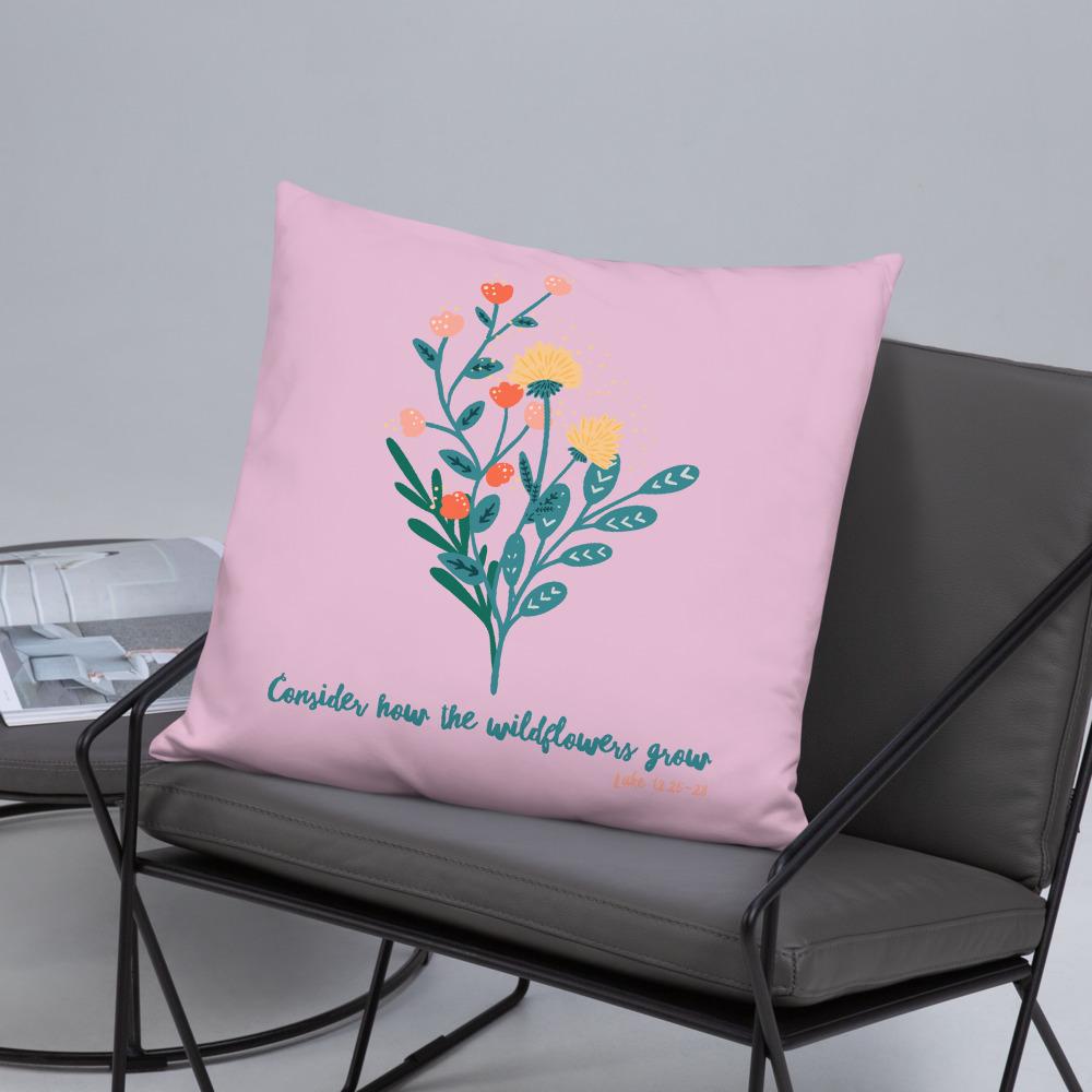 Wildflowers - Pink Cushion -  20×12, 18×18, 22×22 -  Trini-T Ministries