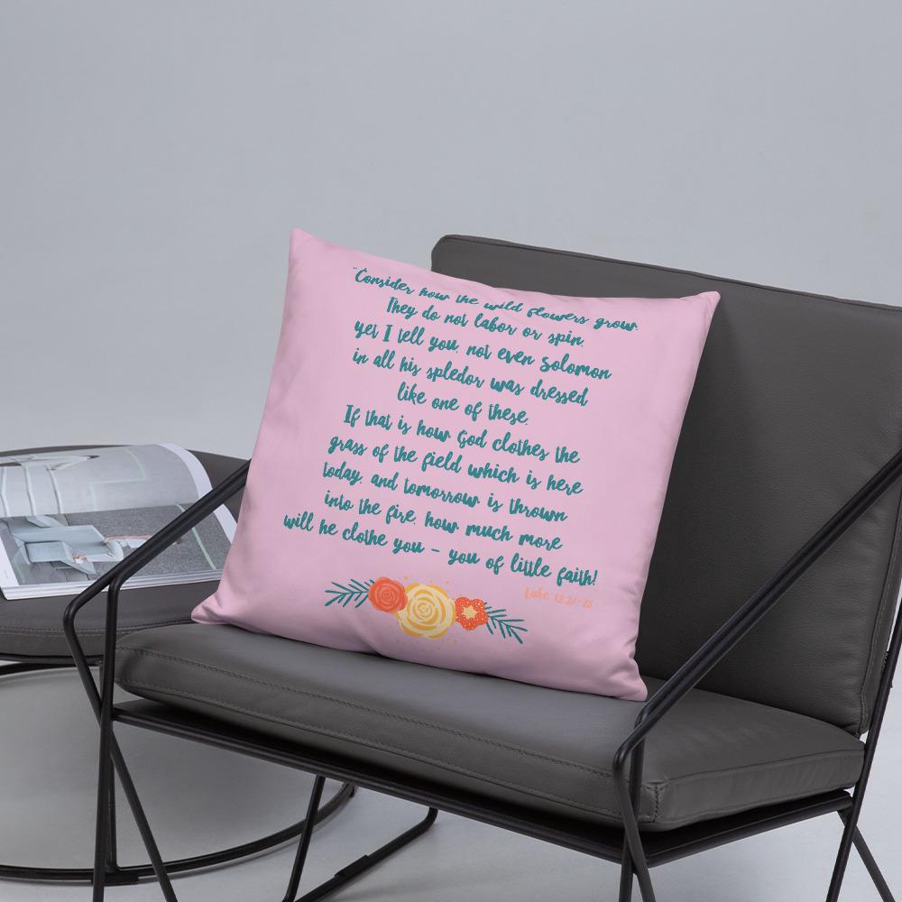 Wildflowers - Pink Cushion -  20×12, 18×18, 22×22 -  Trini-T Ministries