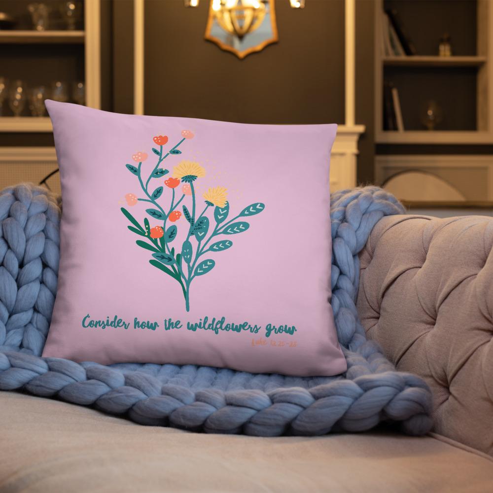 Wildflowers - Pink Cushion -  20×12, 18×18, 22×22 -  Trini-T Ministries