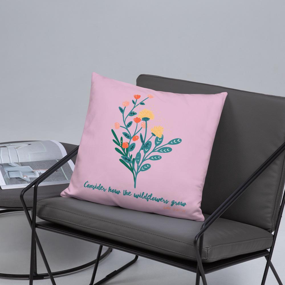 Wildflowers - Pink Cushion -  20×12, 18×18, 22×22 -  Trini-T Ministries