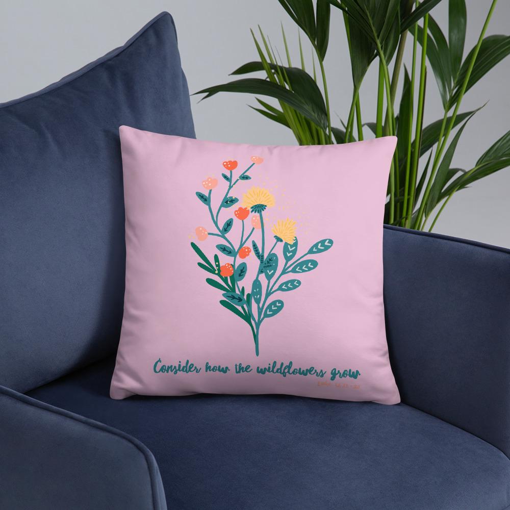 Wildflowers - Pink Cushion -  20×12, 18×18, 22×22 -  Trini-T Ministries