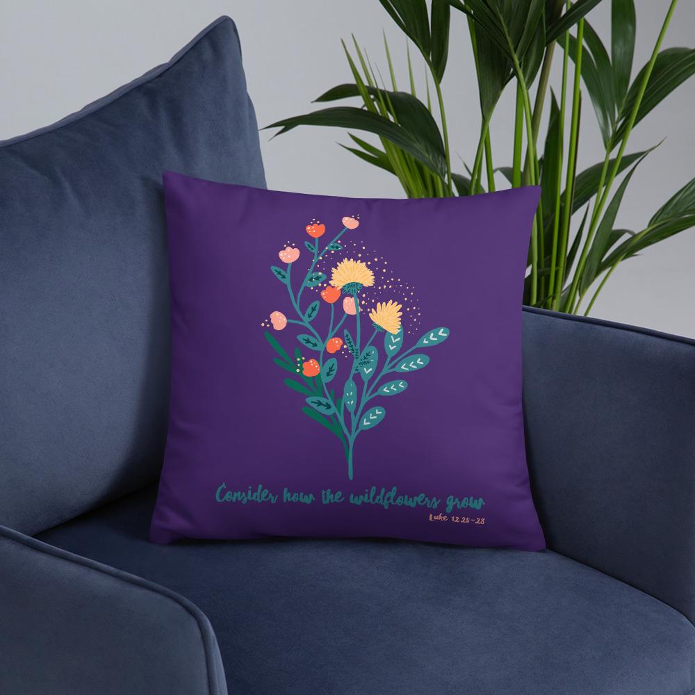 Wildflowers - Purple Cushion -  20×12, 18×18, 22×22 -  Trini-T Ministries