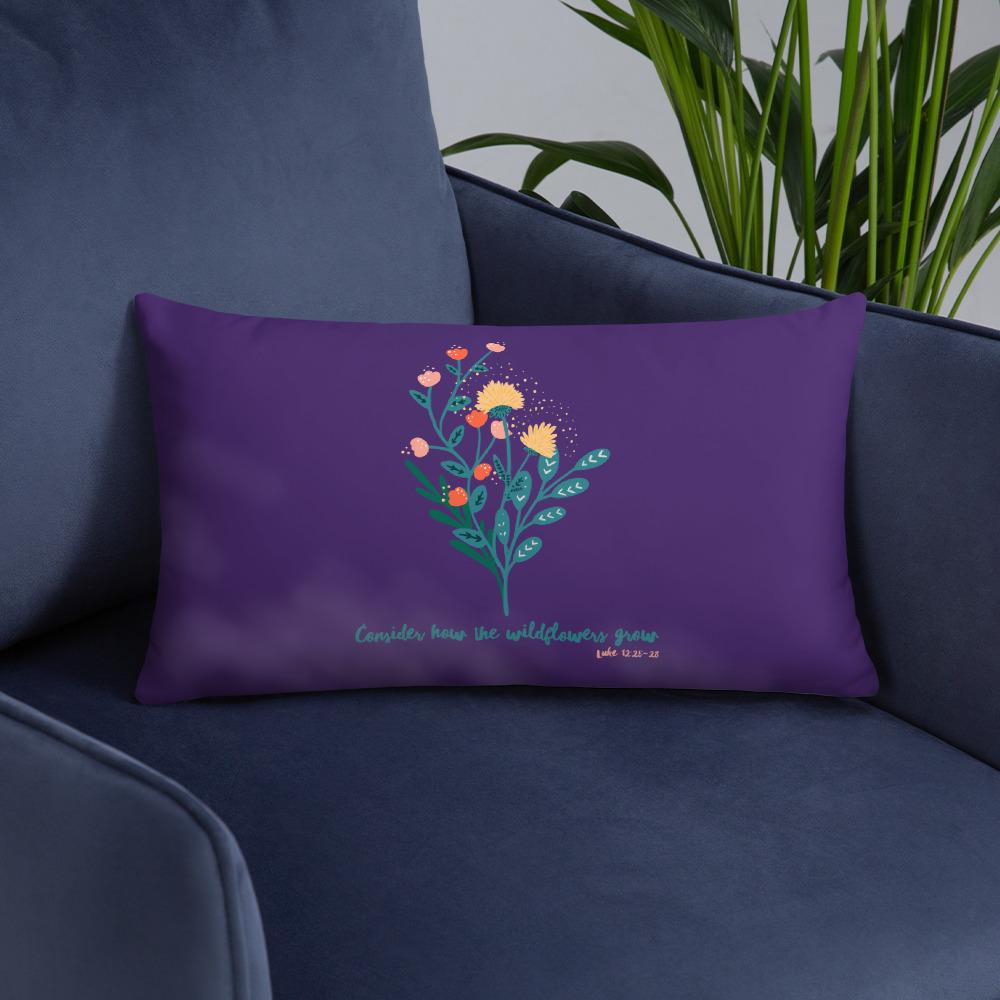 Wildflowers - Purple Cushion -  20×12, 18×18, 22×22 -  Trini-T Ministries