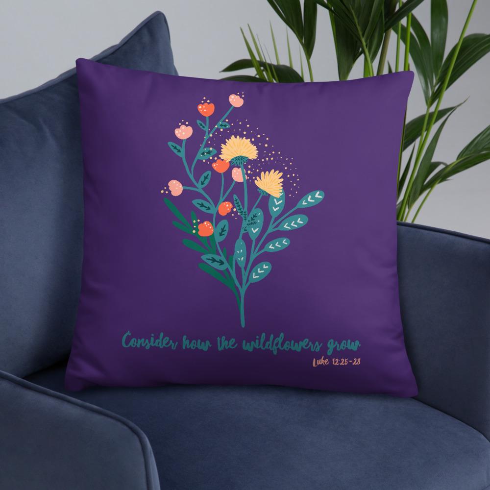 Wildflowers - Purple Cushion -  20×12, 18×18, 22×22 -  Trini-T Ministries