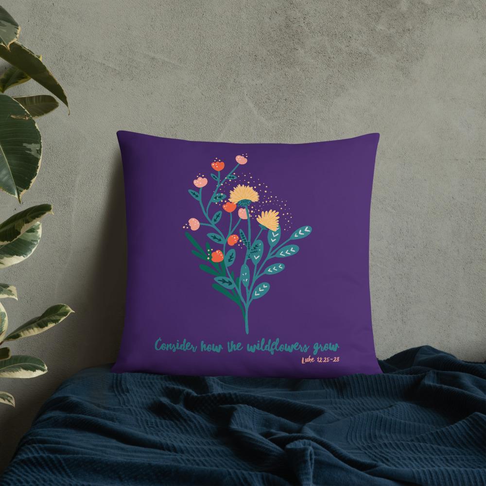 Wildflowers - Purple Cushion -  20×12, 18×18, 22×22 -  Trini-T Ministries