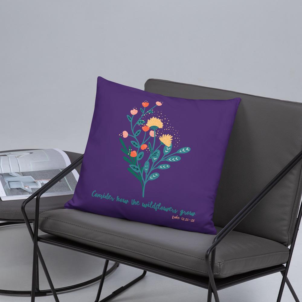 Wildflowers - Purple Cushion -  20×12, 18×18, 22×22 -  Trini-T Ministries