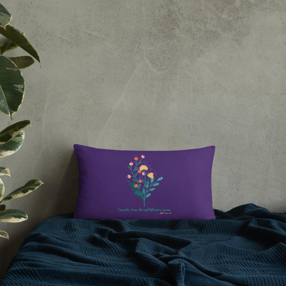 Wildflowers - Purple Cushion -  20×12, 18×18, 22×22 -  Trini-T Ministries