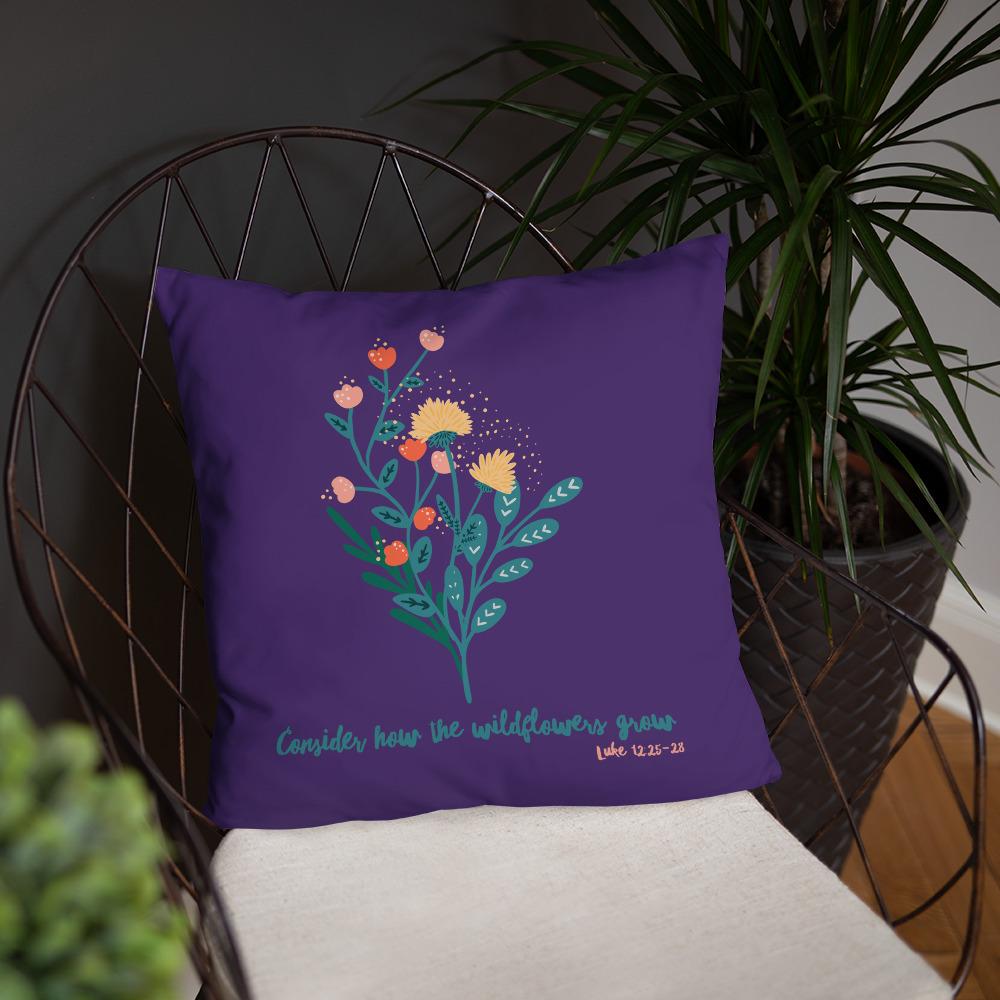 Wildflowers - Purple Cushion -  20×12, 18×18, 22×22 -  Trini-T Ministries