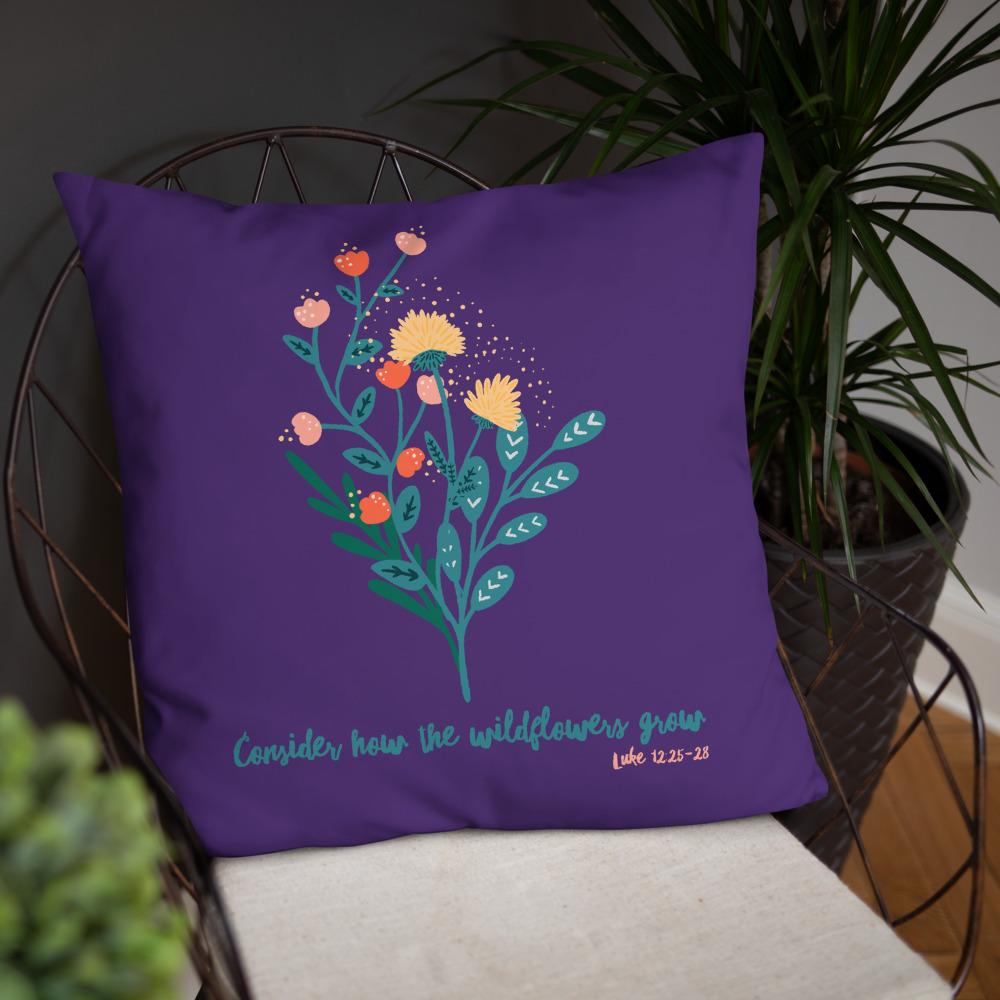 Wildflowers - Purple Cushion -  20×12, 18×18, 22×22 -  Trini-T Ministries