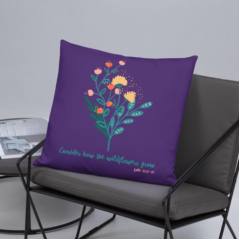 Wildflowers - Purple Cushion -  20×12, 18×18, 22×22 -  Trini-T Ministries