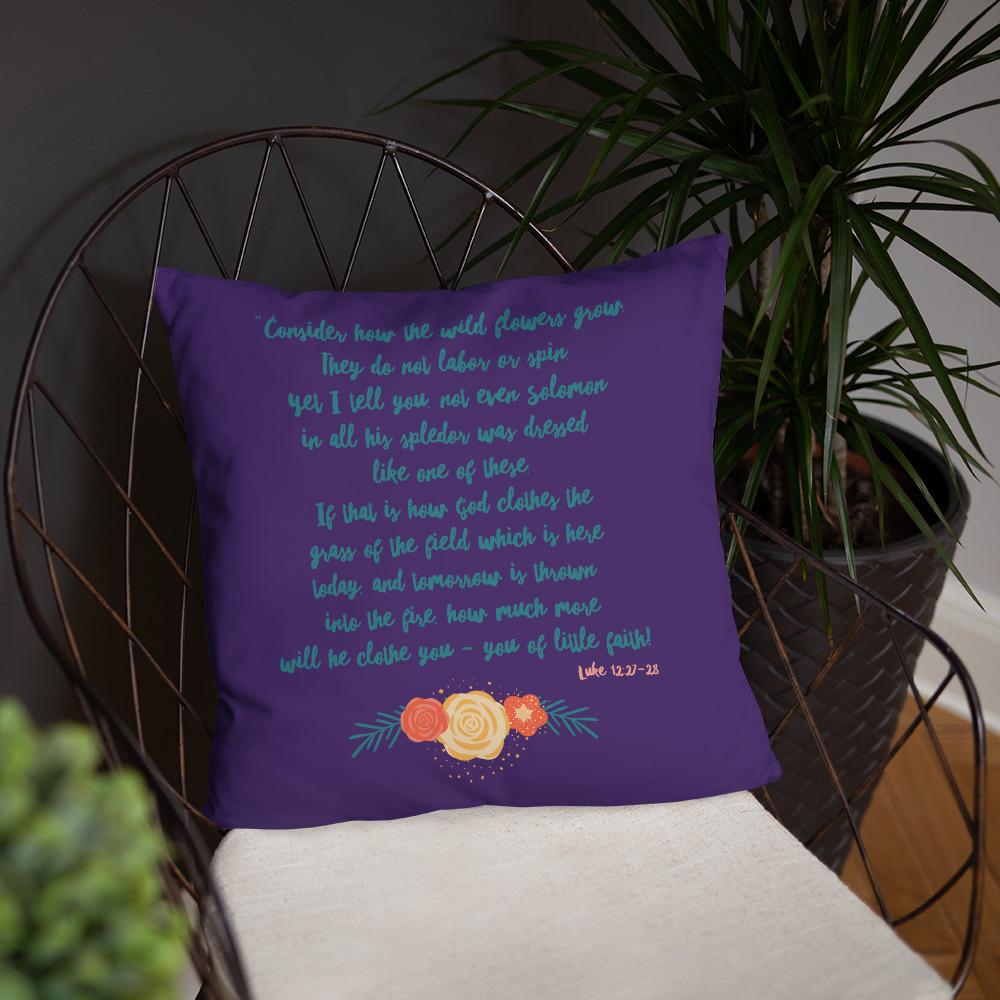 Wildflowers - Purple Cushion -  20×12, 18×18, 22×22 -  Trini-T Ministries