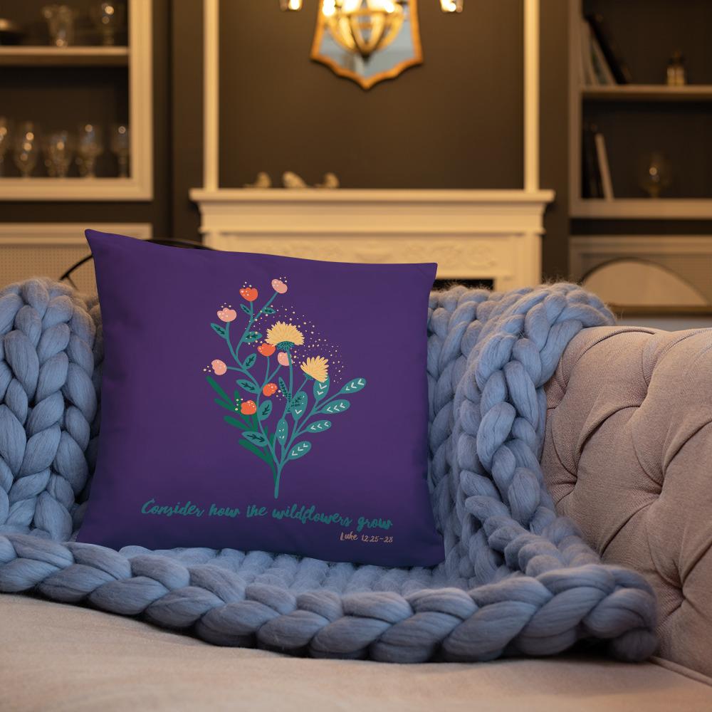 Wildflowers - Purple Cushion -  20×12, 18×18, 22×22 -  Trini-T Ministries