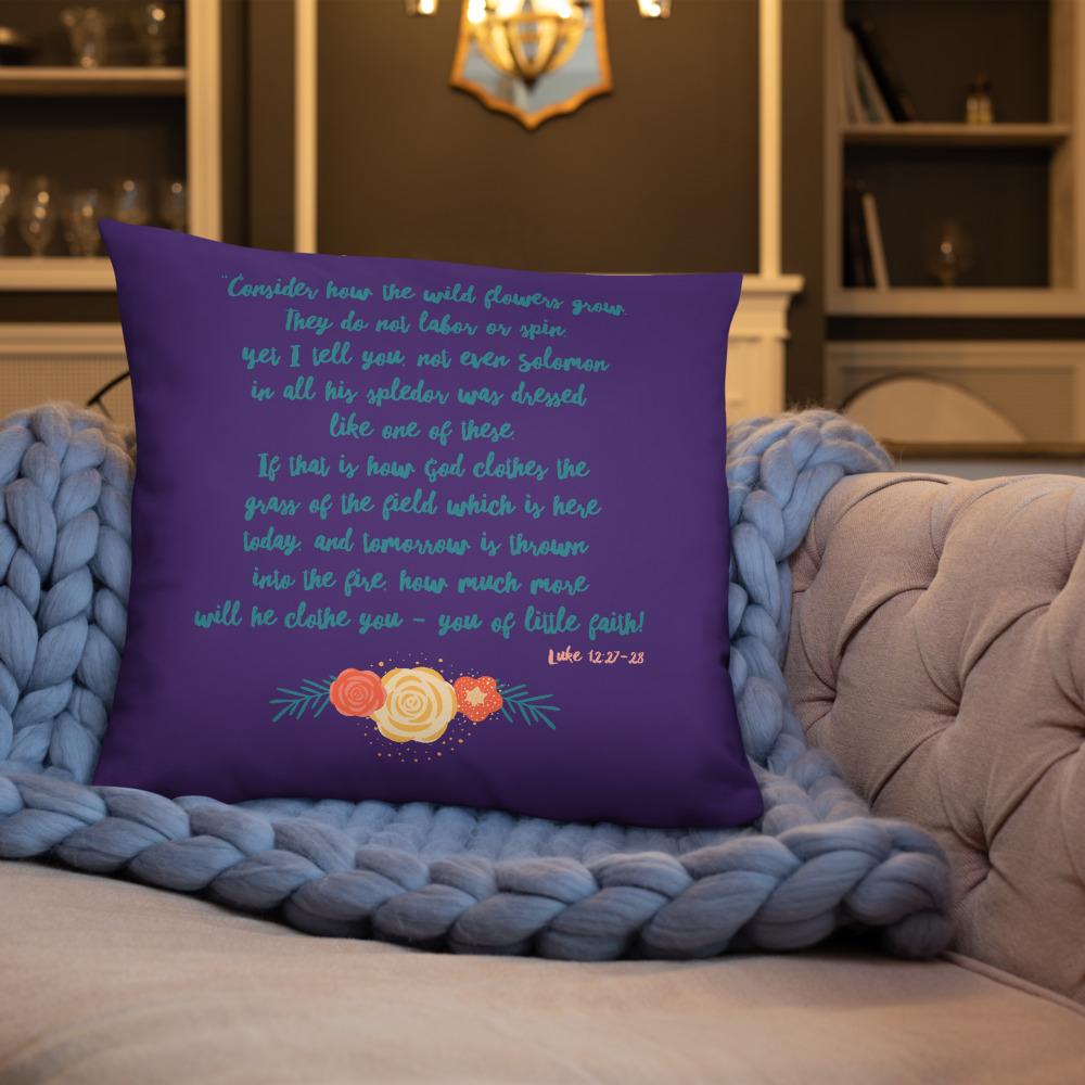 Wildflowers - Purple Cushion -  20×12, 18×18, 22×22 -  Trini-T Ministries