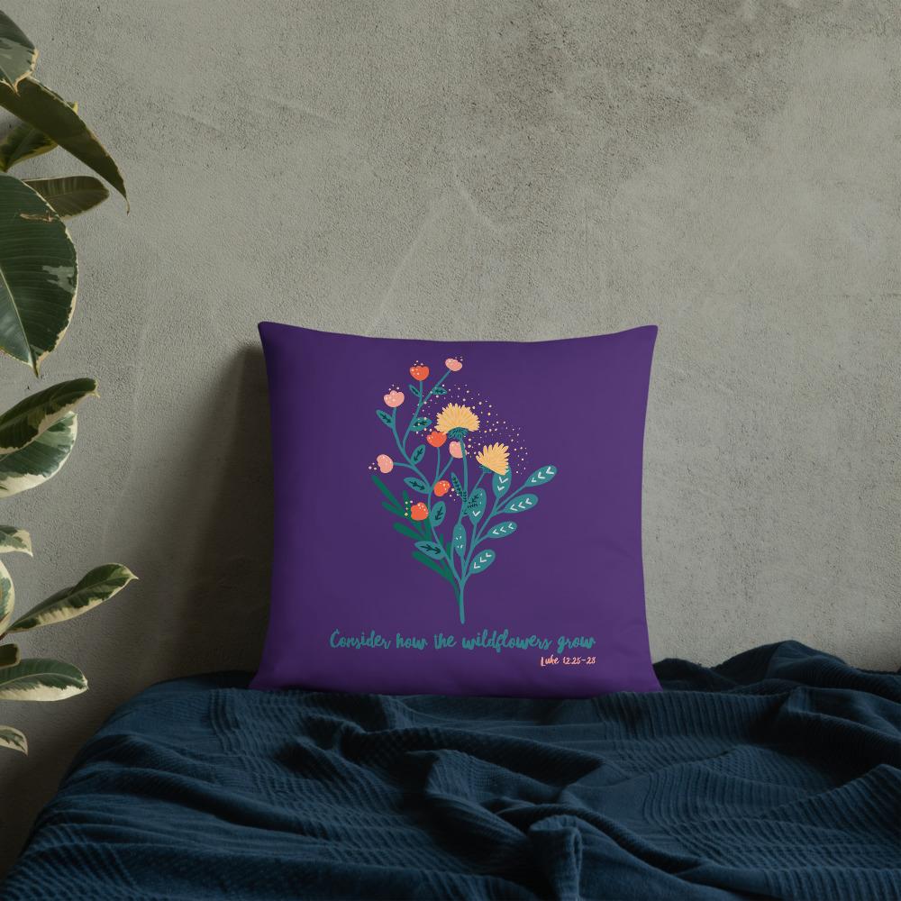 Wildflowers - Purple Cushion -  20×12, 18×18, 22×22 -  Trini-T Ministries