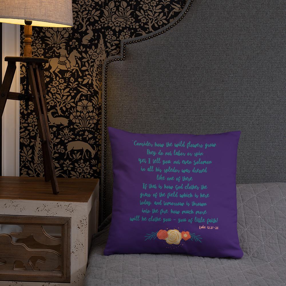 Wildflowers - Purple Cushion -  20×12, 18×18, 22×22 -  Trini-T Ministries