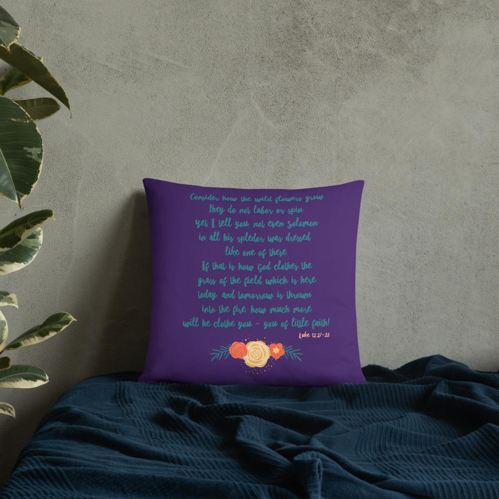 Wildflowers - Purple Cushion -  20×12, 18×18, 22×22 -  Trini-T Ministries