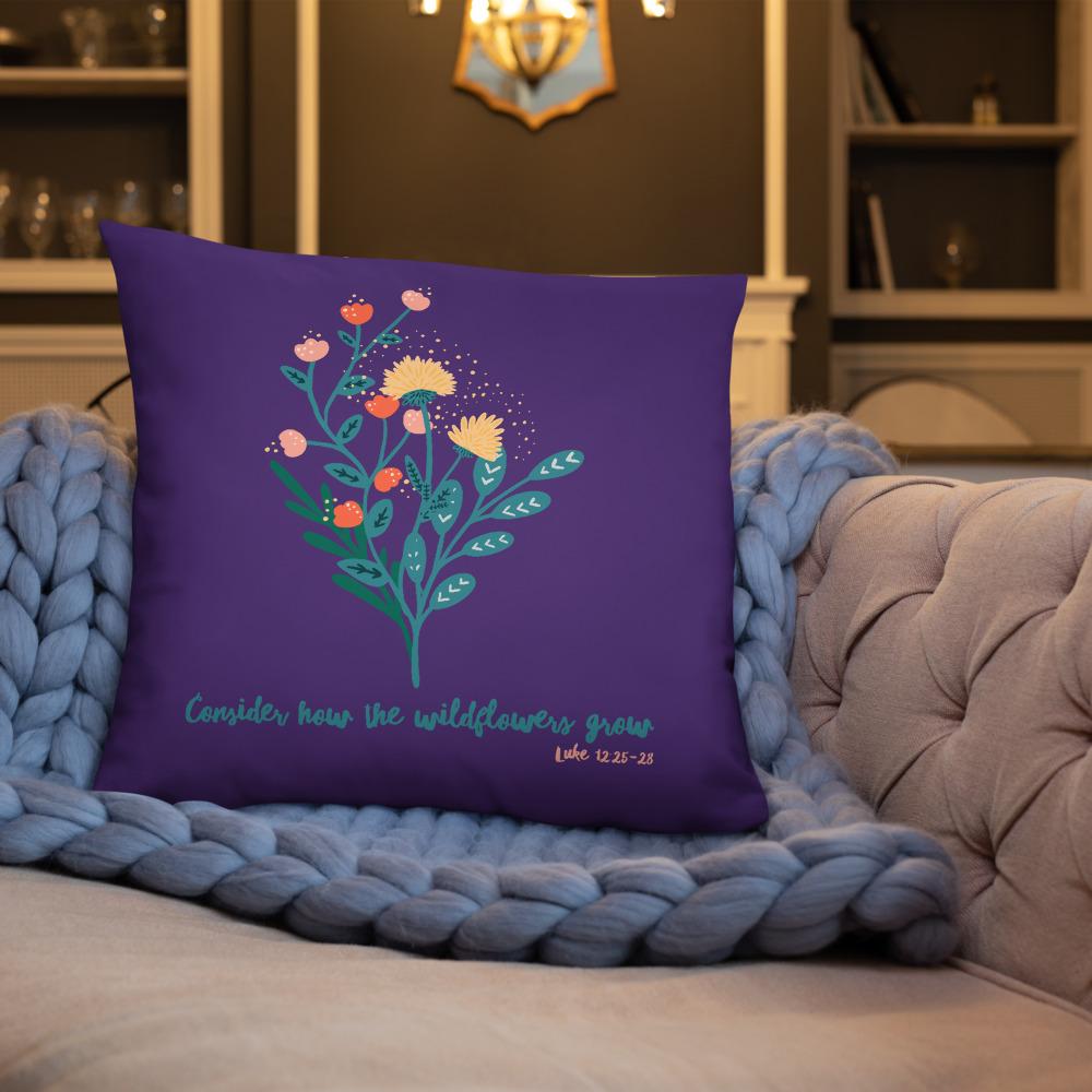 Wildflowers - Purple Cushion -  20×12, 18×18, 22×22 -  Trini-T Ministries