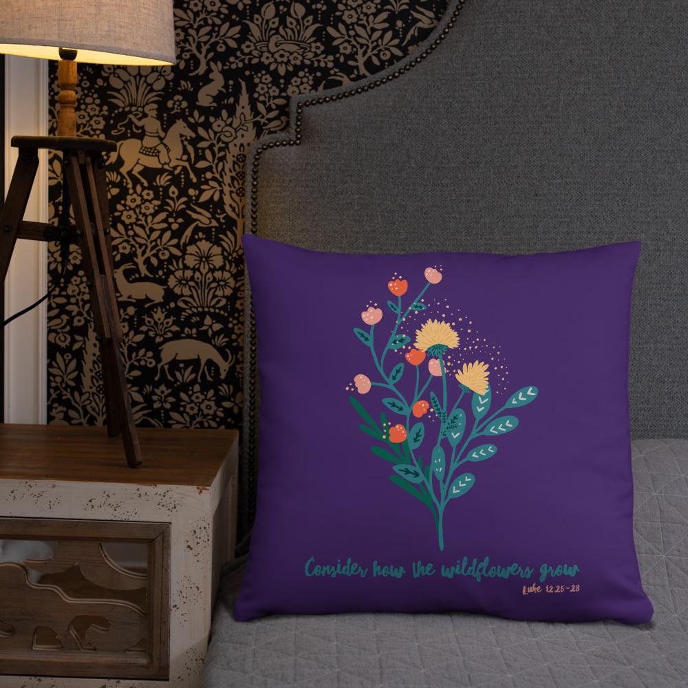 Wildflowers - Purple Cushion -  20×12, 18×18, 22×22 -  Trini-T Ministries