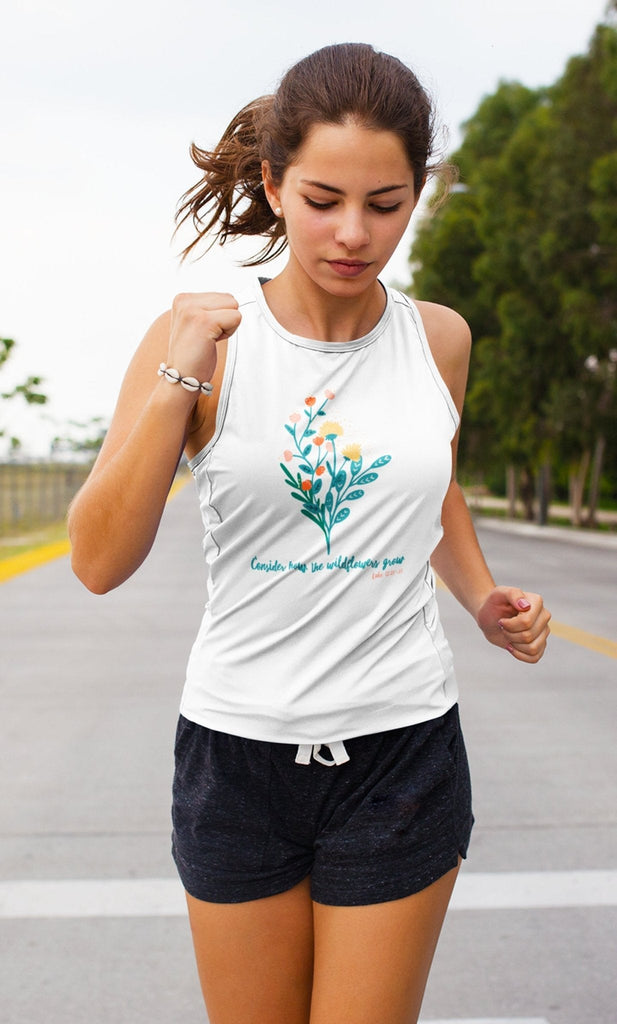 Wildflowers - Women’s Muscle Tank -  Black Heather / S, Black Heather / M, Black Heather / L, Black Heather / XL, Black Heather / 2XL, Mauve / S, Mauve / M, Mauve / L, Mauve / XL, Mauve / 2XL -  Trini-T Ministries