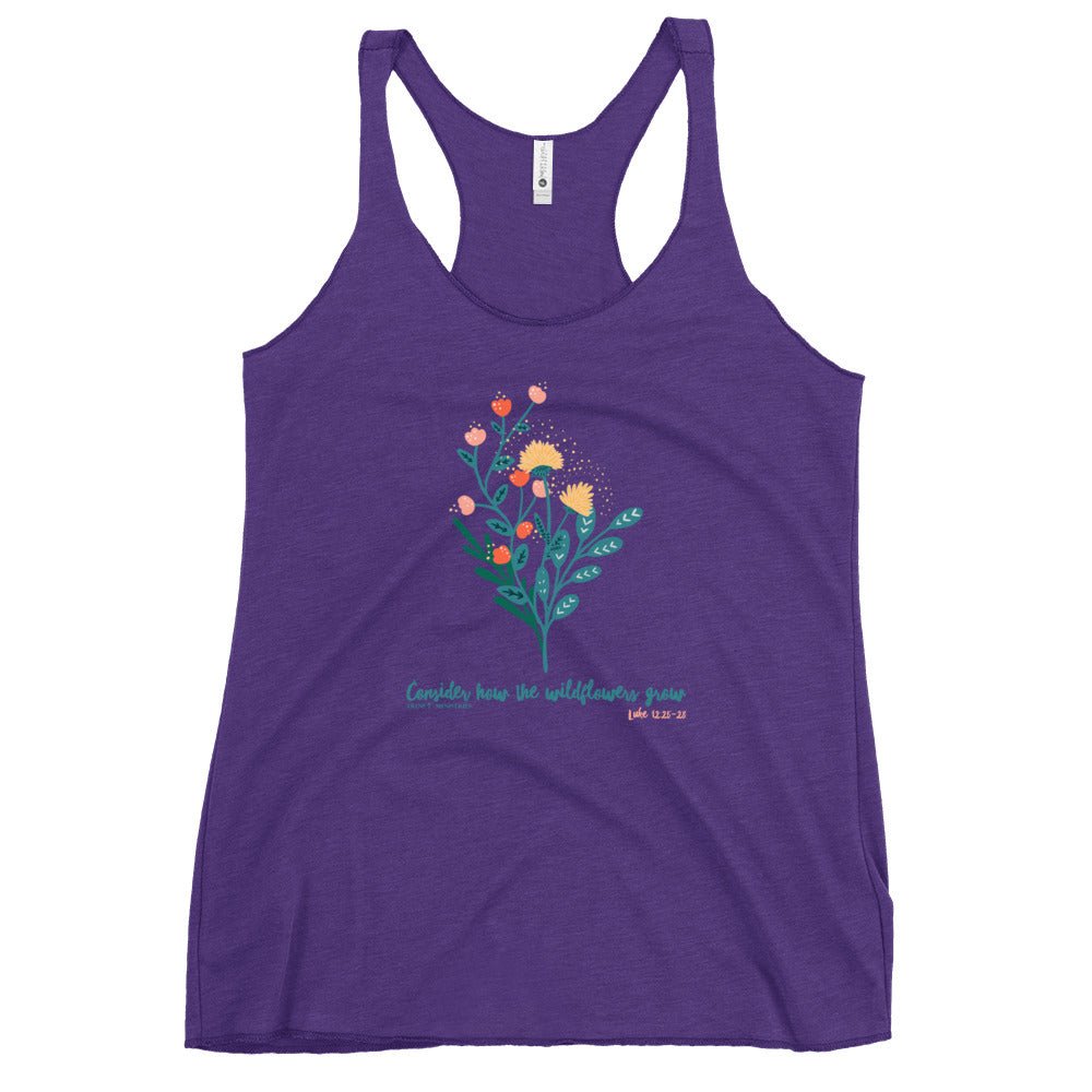 Wildflowers - Women’s Racerback Tank -  Vintage Black / XS, Vintage Black / S, Vintage Black / M, Vintage Black / L, Vintage Black / XL, Vintage Navy / XS, Vintage Navy / S, Vintage Navy / M, Vintage Navy / L, Vintage Navy / XL -  Trini-T Ministries