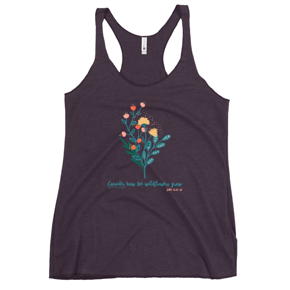 Wildflowers - Women’s Racerback Tank -  Vintage Black / XS, Vintage Black / S, Vintage Black / M, Vintage Black / L, Vintage Black / XL, Vintage Navy / XS, Vintage Navy / S, Vintage Navy / M, Vintage Navy / L, Vintage Navy / XL -  Trini-T Ministries