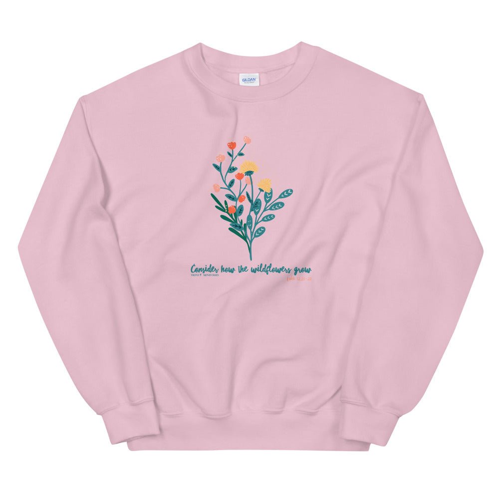 Wildflowers - Women’s Sweatshirt -  Black / S, Black / M, Black / L, Black / XL, Black / 2XL, Black / 3XL, Black / 4XL, Black / 5XL, Navy / S, Navy / M -  Trini-T Ministries