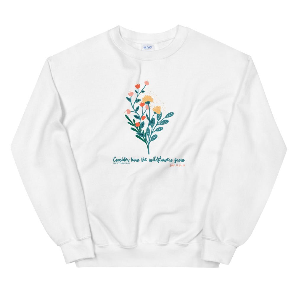 Wildflowers - Women’s Sweatshirt -  Black / S, Black / M, Black / L, Black / XL, Black / 2XL, Black / 3XL, Black / 4XL, Black / 5XL, Navy / S, Navy / M -  Trini-T Ministries