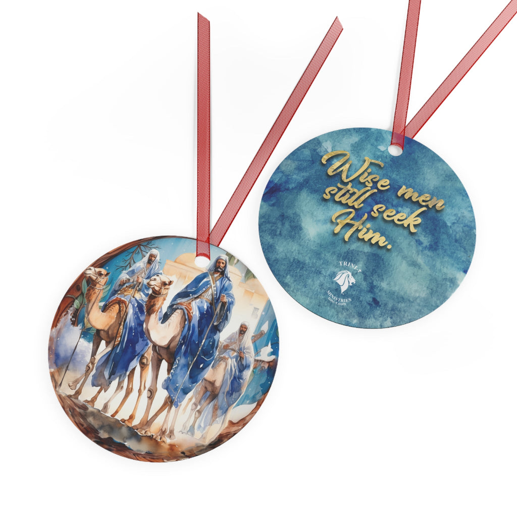 Two-sided Christian Christmas Ornament - Nativity Scene with Wise Men and Script - &#39;Wise Men Still Seek Him&#39; - Religious Holiday Ornament for Faith-Based Christmas Decorations.