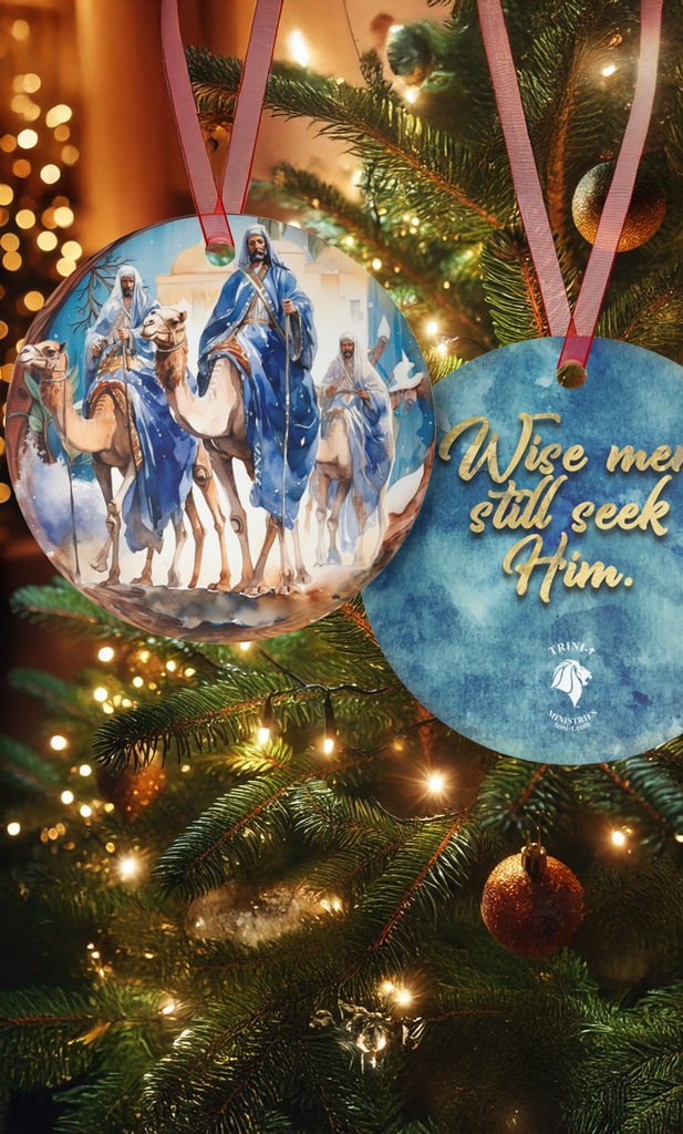 Christian Christmas Ornament - Wise Men Still Seek Him - Nativity Christmas Tree Decoration featuring the Three Wise Men, perfect for Christian holiday home decor.