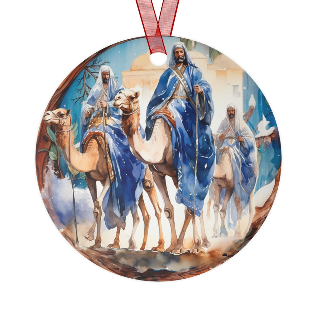 Three Wise Men Ornament - Christian Christmas Nativity Decor - Elegant Round Ornament with Biblical Theme - Perfect Gift for Faithful Followers of Jesus.