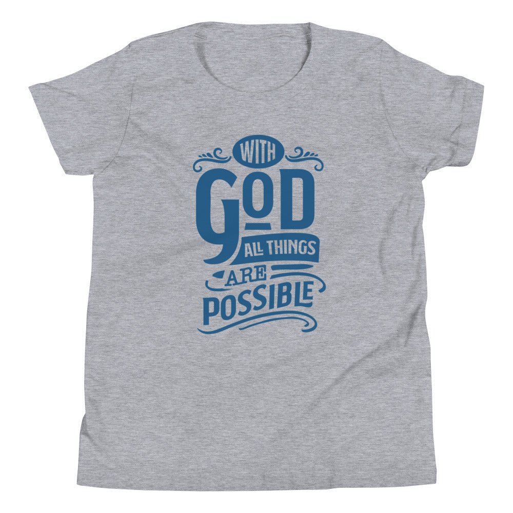 With God - Kid’s T -  Red / S, Red / M, Red / L, Red / XL, Berry / S, Berry / M, Berry / L, Berry / XL, Heather Columbia Blue / S, Heather Columbia Blue / M -  Trini-T Ministries