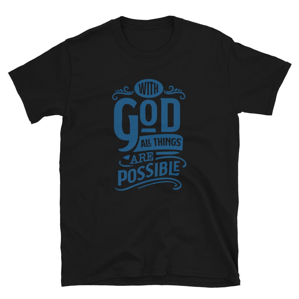 With God - Women’s T -  Navy / S, Navy / M, Navy / L, Navy / XL, Navy / 2XL, Navy / 3XL, Black / S, Black / M, Black / L, Black / XL -  Trini-T Ministries