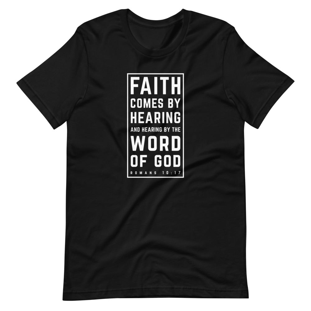 Faith Comes By Hearing - Women's T -  Black / S, Black / M, Black / L, Black / XL, Black / 2XL, Black / 3XL, Navy / S, Navy / M, Navy / L, Navy / XL -  Trini-T Ministries