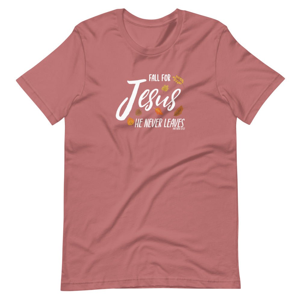 Fall For Jesus - Women's T -  Black Heather / XS, Black Heather / S, Black Heather / M, Black Heather / L, Black Heather / XL, Black Heather / 2XL, Black Heather / 3XL, Black Heather / 4XL, Red / S, Red / M -  Trini-T Ministries