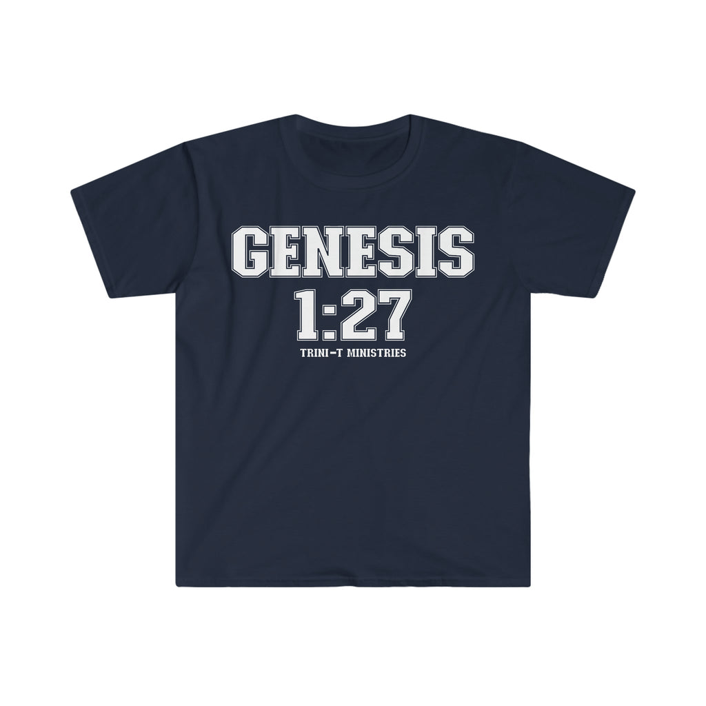 Genesis 1:27 - T -  Sport Grey / S, Sport Grey / M, Sport Grey / L, Sport Grey / XL, Sport Grey / 2XL, Sport Grey / 3XL, Black / S, Military Green / S, Irish Green / S, Navy / S -  Trini-T Ministries
